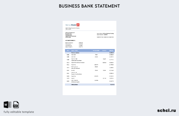 цифровая загрузка Panama Banco Aliado, выписка по текущему счету компании, шабло